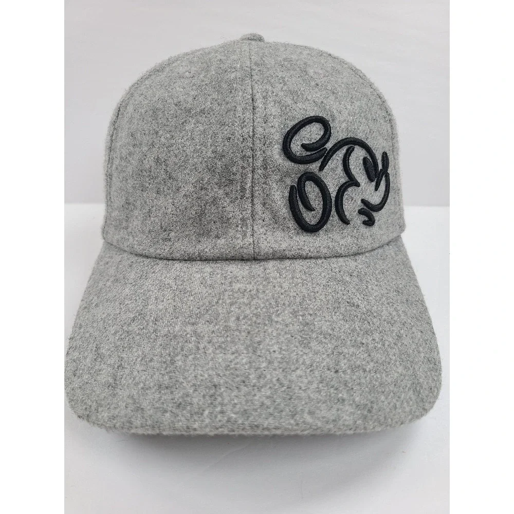 Disney Parks Mickey Mouse Wool‎ Blend Baseball Cap Gray Adjustable Adult Hat
